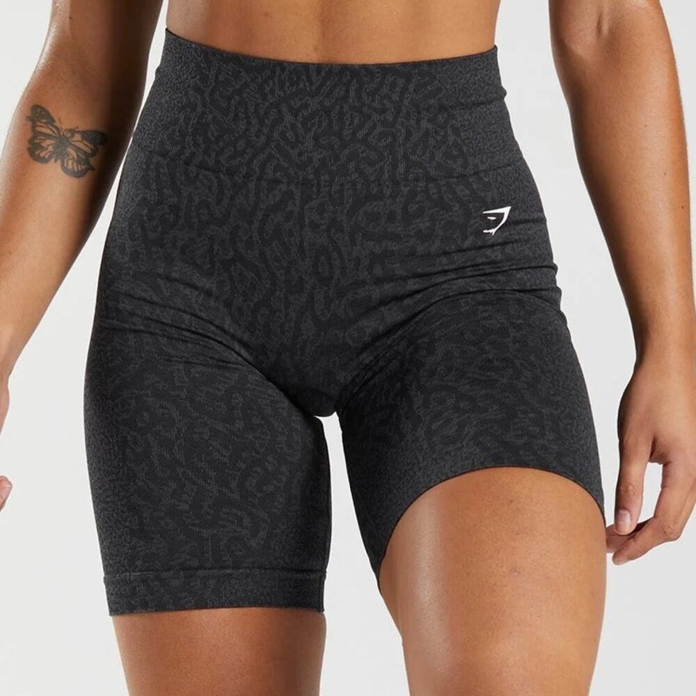 Gymshark Adapt Animal Seamless Cycling Biker Shorts Reef Black Size XS